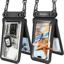 Double Space Waterproof Phone Pouch (2-Pack) - IPX8 Phone Case Dry Bag for Beach