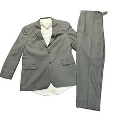 Brooks Brothers 346 Gray Wool Suit 44L 38x30 16.5 Cream Dress Shirt 2 Piece Suit