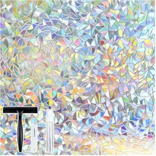 Window Privacy Film Stained Glass Rainbow 3D Prism Decorative Iridescent Window 