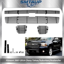 Black Front Grille Fits 07-14 Chevy Tahoesuburbanavalanche Billet Grill Combo