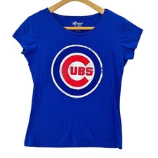 4Her by Carl Banks Royal Blue Chicago Cubs Graphic T Shirt Womens Medium