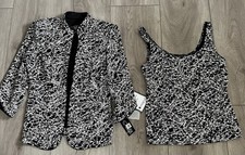 NWT Alex Evenings 2 Piece Set Size Small Mandarin Jacket  Top Set Shimmer Fancy