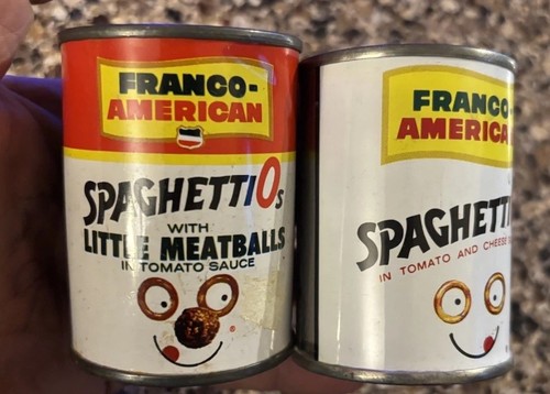 Franco American Spaghetti O's Spaghettios with Meatballs Unopened Empty Can Ad