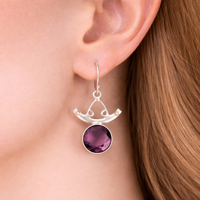 Rhodolite Gemstone Earrings 925 Sterling Silver Handmade Jewelry For Mother Gift