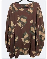 Torrid Cotton Texture Crew Neck Oversized Sweatshirt Heather Floral Deep...