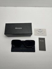Prada PR 17WS Symbole 1AB5S0 Sunglasses Black Dark Grey Lenses Box
