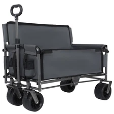 500lbs/180L Large 3-in-1 Convertible Folding Wagon Cart with Bench Seat&Storage 