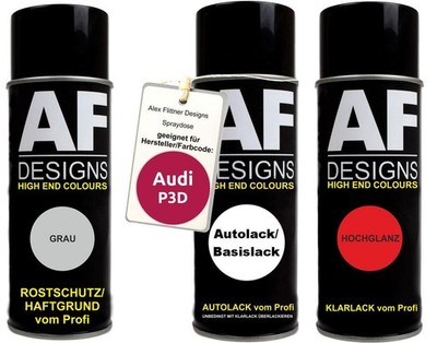 Spraydose Set für Audi P3D Framboiserot Autolack Klarlack Grundierung Spraydose 