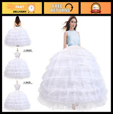 6 Hoop Petticoat for Women - Floor Length Underskirt for Wedding  Ball Gown, Wh