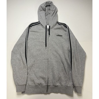 Adidas Gray Zip Up Jacket w/ three stripes Men's L Cozy