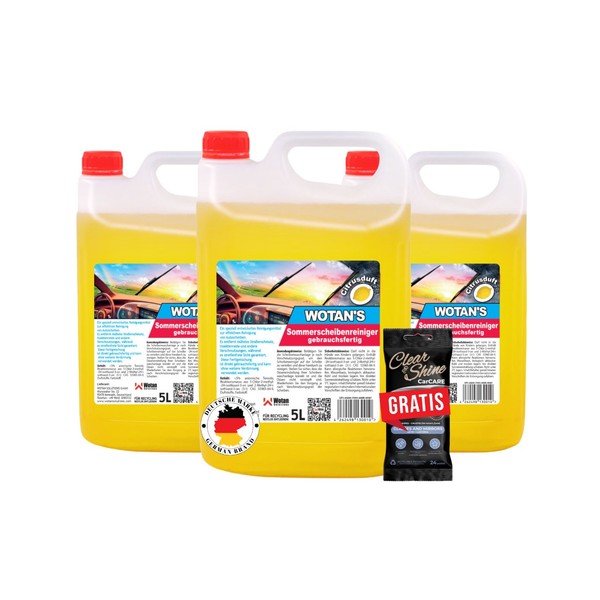 15 Liter Scheibenreiniger Wischwasser Sommer Citrusduft 3 X 5 L TüCher Gratis-image