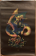 POSTER vintage anni 70 M.C Escher psichedelico DRAGO Ouroboros piatto 22x34"
