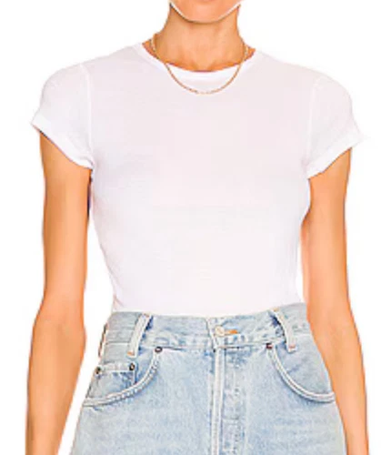 AGOLDE Lightweight Ribbed Crew Ren Tee Size M Medium White Short Sleeve $78 - Picture 1 of 11