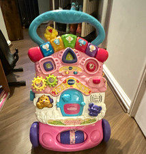 VTech First Steps Sit-to-Stand Baby Walker, Sound/Music, Plastic Pink/Blue