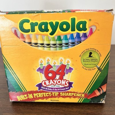 Crayola 64 Crayons 2008 Kids  Choice Colors Box w/ Built-In Sharpener ONS