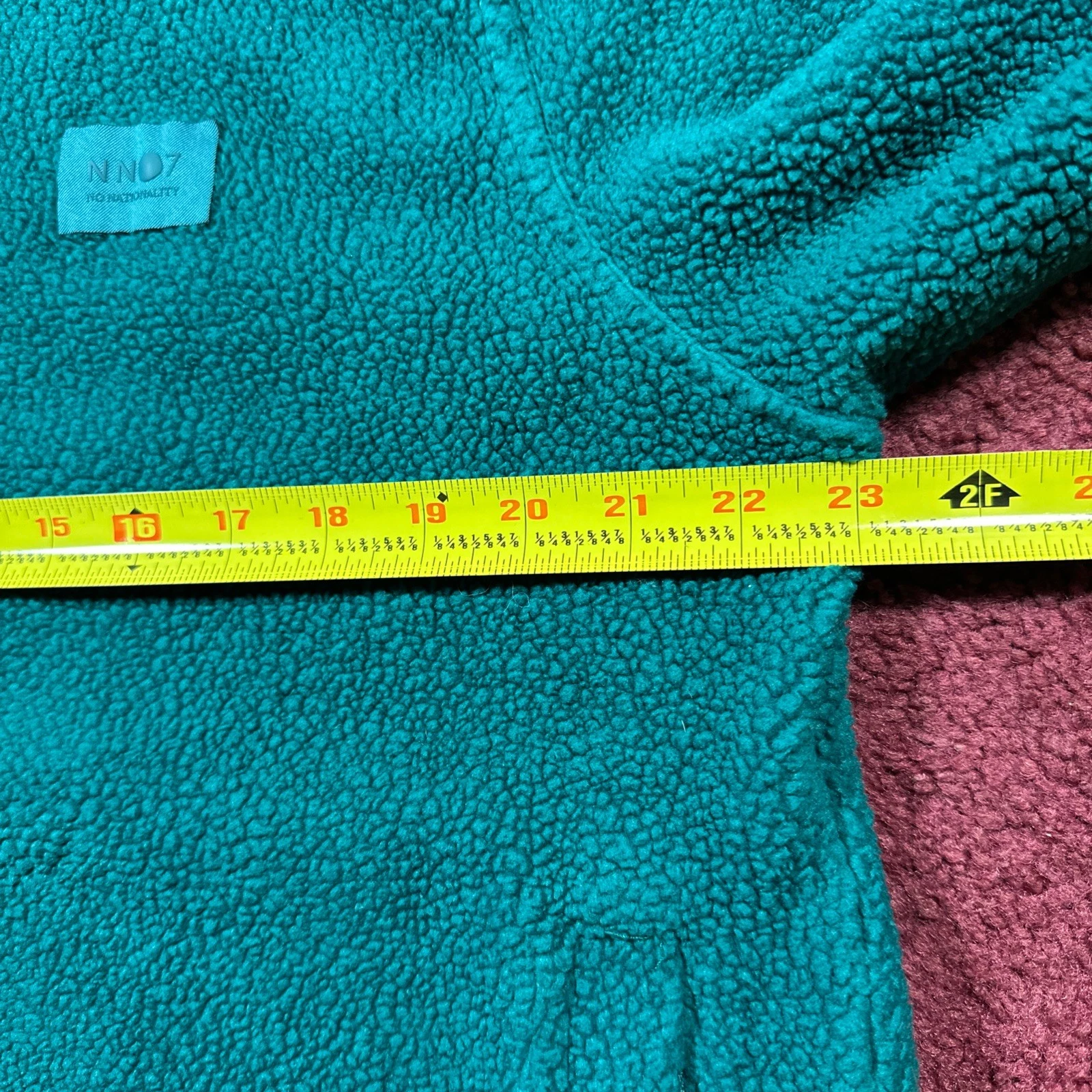 NN07 No Nationality Full Zip Jacket XL Teal Green Fuzzy Sherpa Fleece Polartec image 7