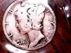 1918-S SILVER MERCURY DIME - GRADES "VERY GOOD"