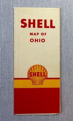 Ohio Road Map Shell Gas & Oil Vintage Highway Map 1956