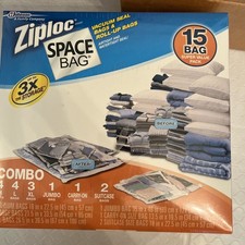 Ziploc Bolsas Espaciales Combo 15 Set Compresión Aspirador Sello Almacenamiento Estanco Viaje