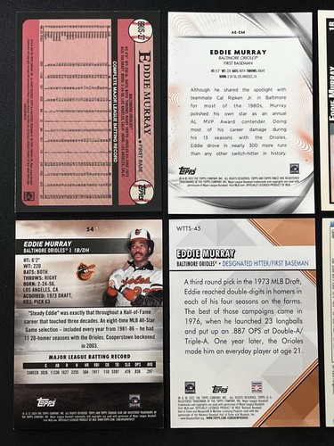 6 Card Baseball Lot Eddie Murray Baltimore Orioles / Dodgers Topps Insert & More - Picture 5 of 6