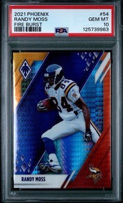 2021 Panini Phoenix Football Randy Moss Fire Burst #54 SP PSA 10