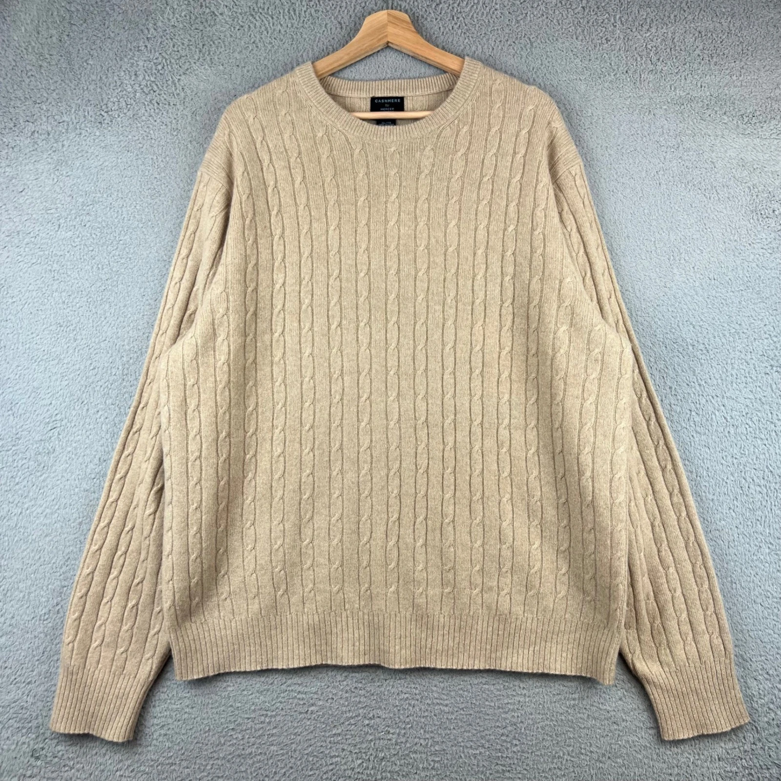 Mercer Street Studio Mens XL Beige Cable Knit 100% Cashmere Crewneck Sweater
Opens in a new window o