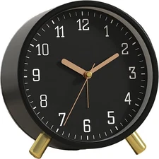 Alarm Clock with Backlight 4.5 inches Bedside Analog Non-Ticking Silent Small...