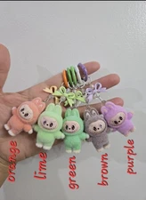 5 Labubu Inspired Monster Keychain with Bow Party Favors Purse Hangbag Charm