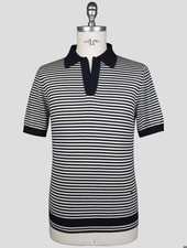 Isaia Blue White Cashmere Silk Polo YXA115 Man