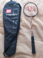 Wilson Vision V4 Flex Stiff Burgundy Badminton Racket and Black Case Carry