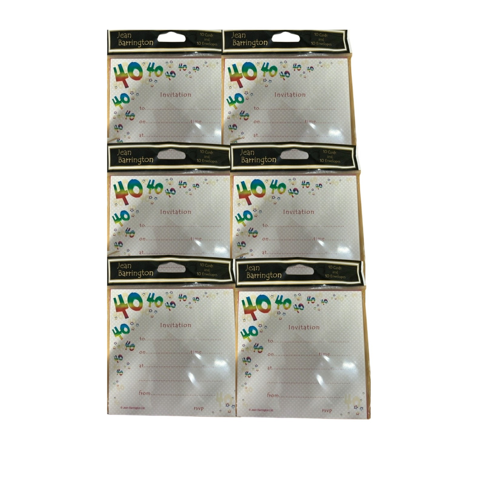 40th Birthday or Ruby Anniversary Invitations Job Lot of 60 (6 Packs of 10)