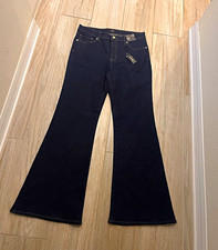 Express Women s 70s Flare Mid Rise Dark Wash ...