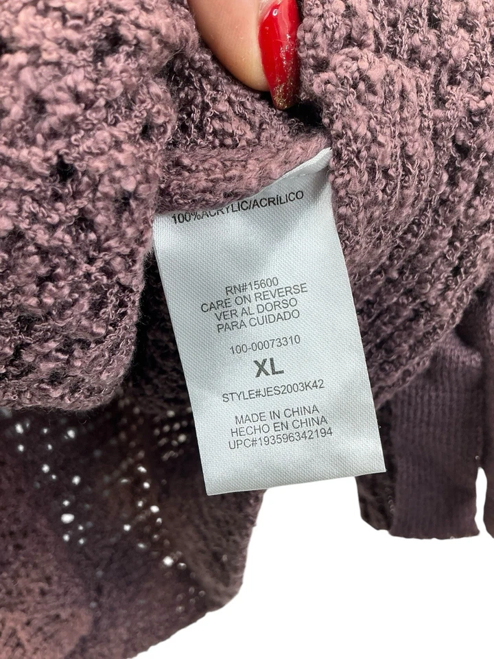 Jolt毛衣女式XL紫色船领柔软舒适针织蝴蝶结袖 — 第 4/4 张图片