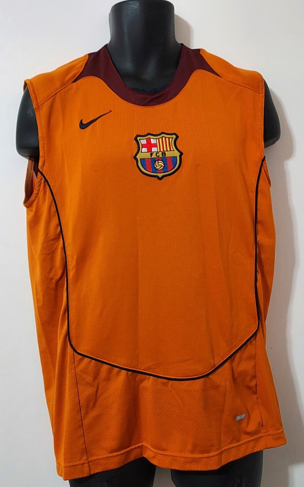 Vintage Barcelona Jersey Sleeveless Orange Shirt Nike Football Soccer Size Men M