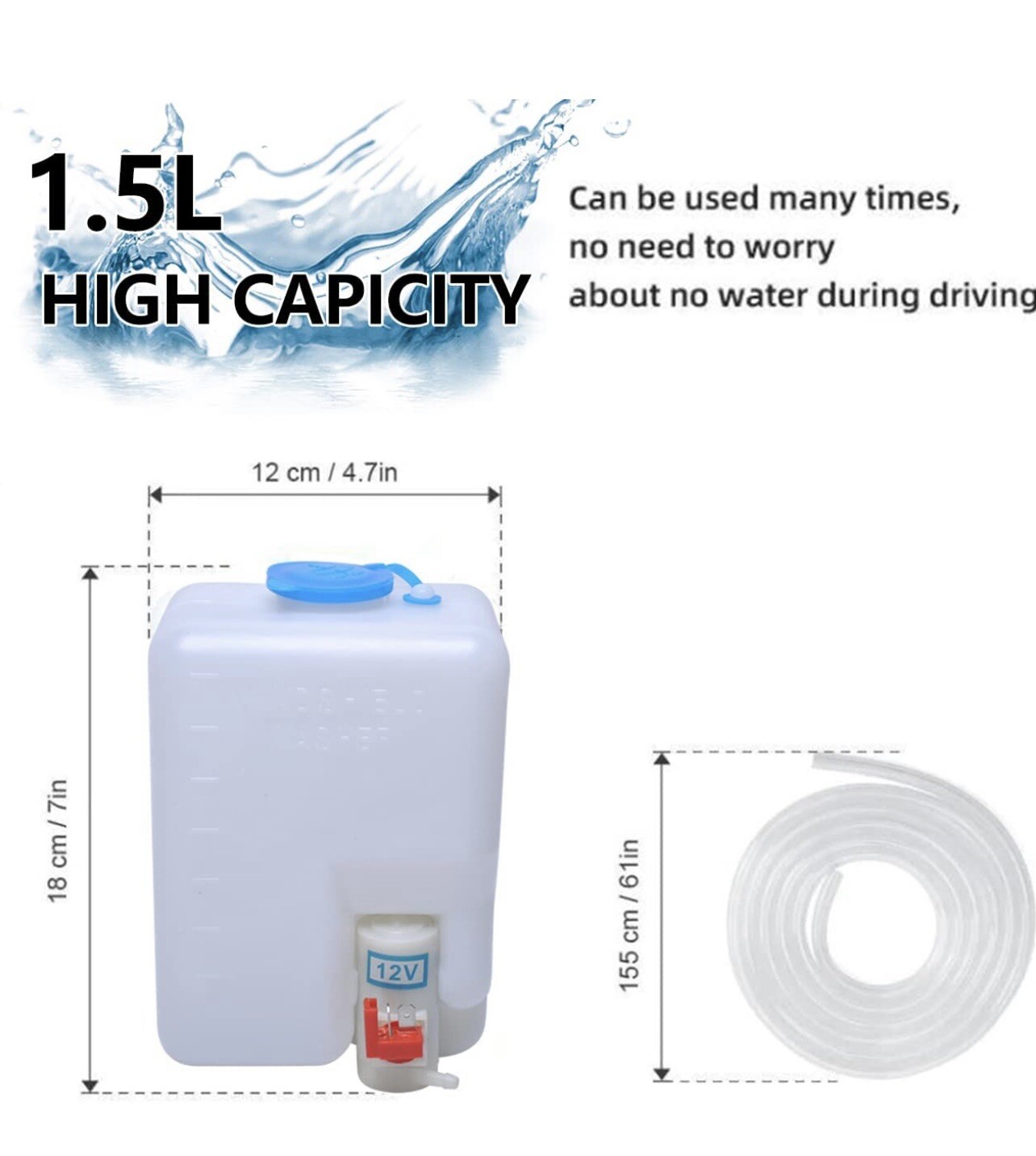 Universal Car Electric Windshield Washer Pump System with Jet Button