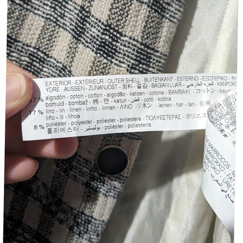 Chaqueta con botones estampado a cuadros mezcla de lino de Zara talla grande - Imagen 8 de 8