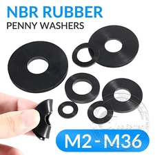 BLACK NITRILE NBR RUBBER PENNY WASHERS M2 M3 M4 M5 M6 M8 M10 M12 M14 M15 to M36