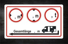 Aufkleber Wohnmobil Camper Breite Höhe Gewicht Länge WoMo Sicherheit Nr. 7788tei
