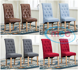 2 X Lined Fabric Dining Chairs Roll Top, Fabric For Dining Room Chairs Uk