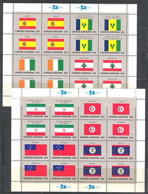 UNITED NATIONS 1988, FLAGS Scott 528-543 SHEETS CONTAINING 4 SETS