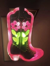 Bath & Body Works Neon Light Up Cowgirl Boot Pink Flowers Wallflowers Plug In