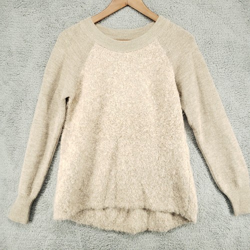 Orvis Pullover Damen XS beige Alpaka Wolle Nylon Rundhals Pulli Strick