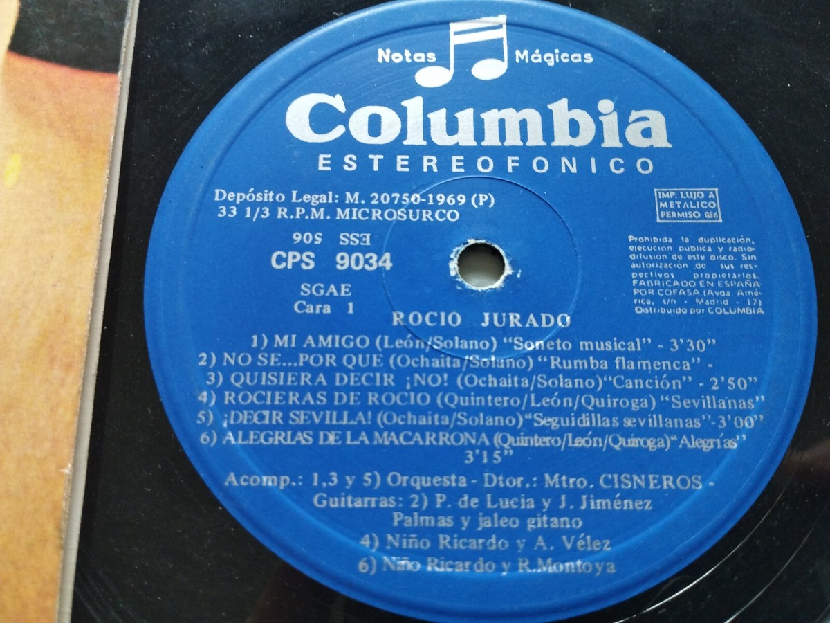 ROCIO JURADO Columbia 1969 CPS 9034 - LP Vinyl 12