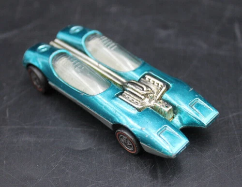1968 Mattel USA Red Line Hot Wheel SPLITTIN' IMAGE TRO Blue Wht. Int.