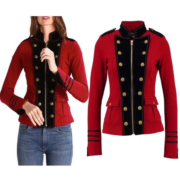 women's red military coat
