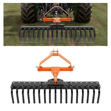 50" 3-Point Landscape Rake For Tractor Hookup Tow-Behind Garden Tool Grass Comb