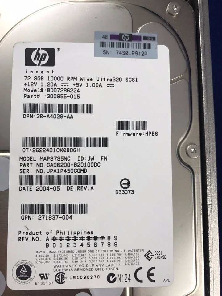 HP 72GB 3.5" Hard Drive 286714-B22 u320 internal 10000 rpm 404709-001 286712-005 - Image 3 of 3