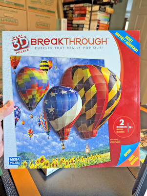 3D BREAKTHROUGH HOT AIR BALLOONS Puzzle Mega Puzzles SEALED 2011