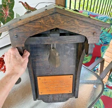 JAMESTOWN OAK DINNER BELL, BYRON POEM C1910, ANTIQUE