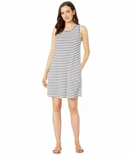 $366 Karen Kane Women's White Black Striped Sleeveless Tank Dress Size XS